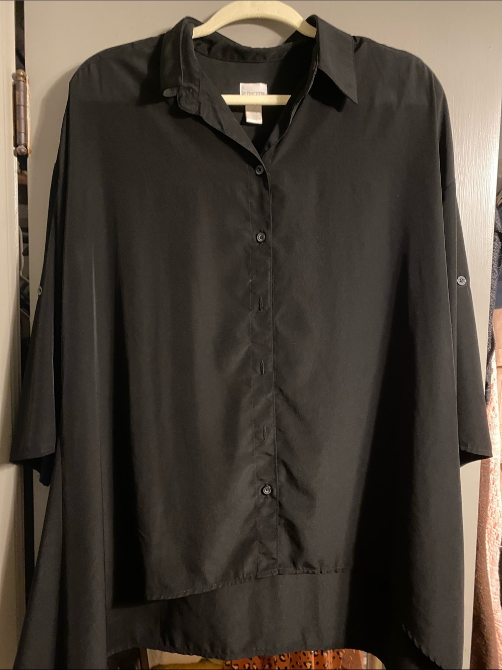 Chico's Black Top with Adjustable Mid Length Sleeves